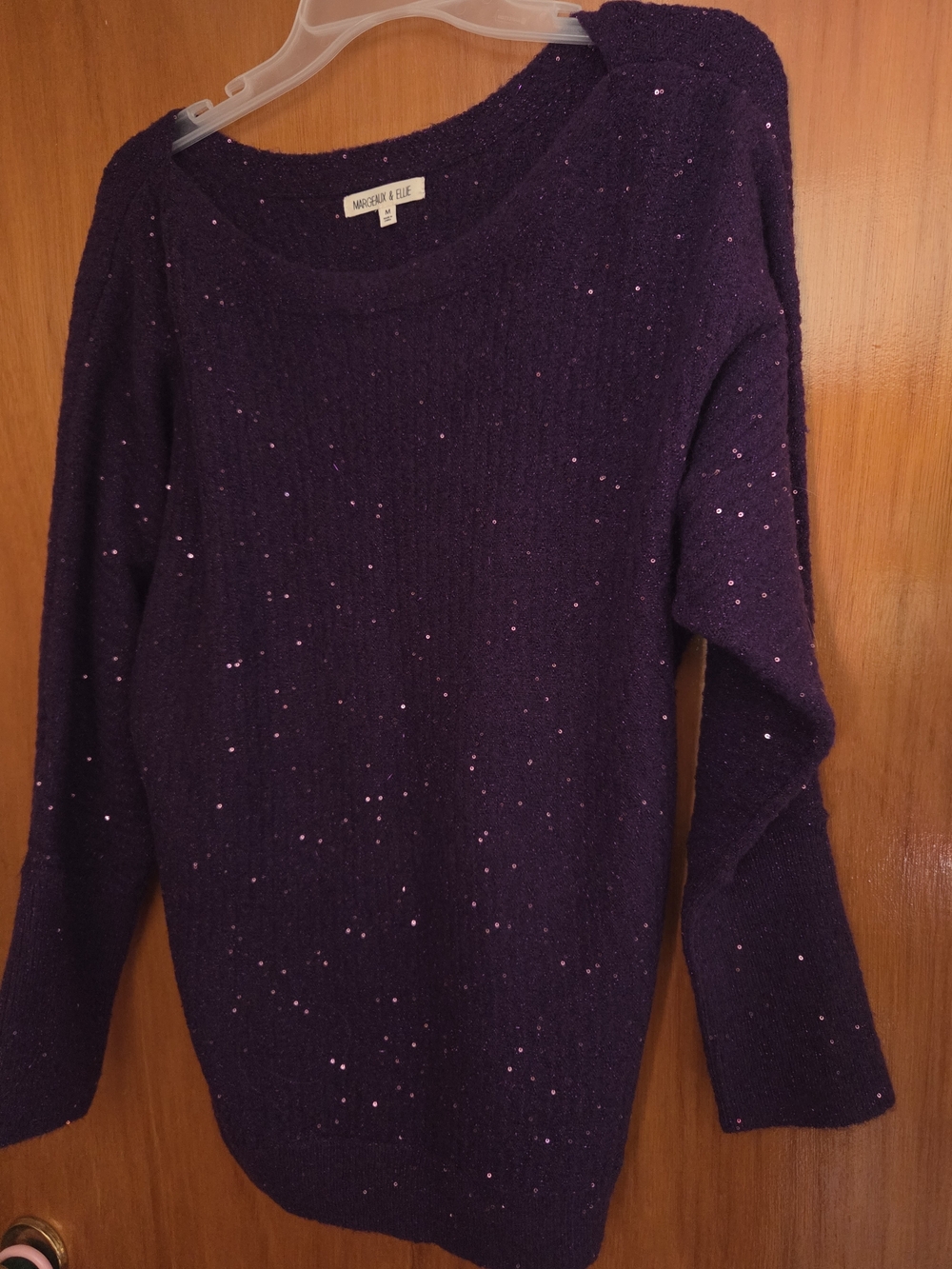 Women's Deep Purple Sequin Crewneck Sweater (First Pic Is Accurate For Color)